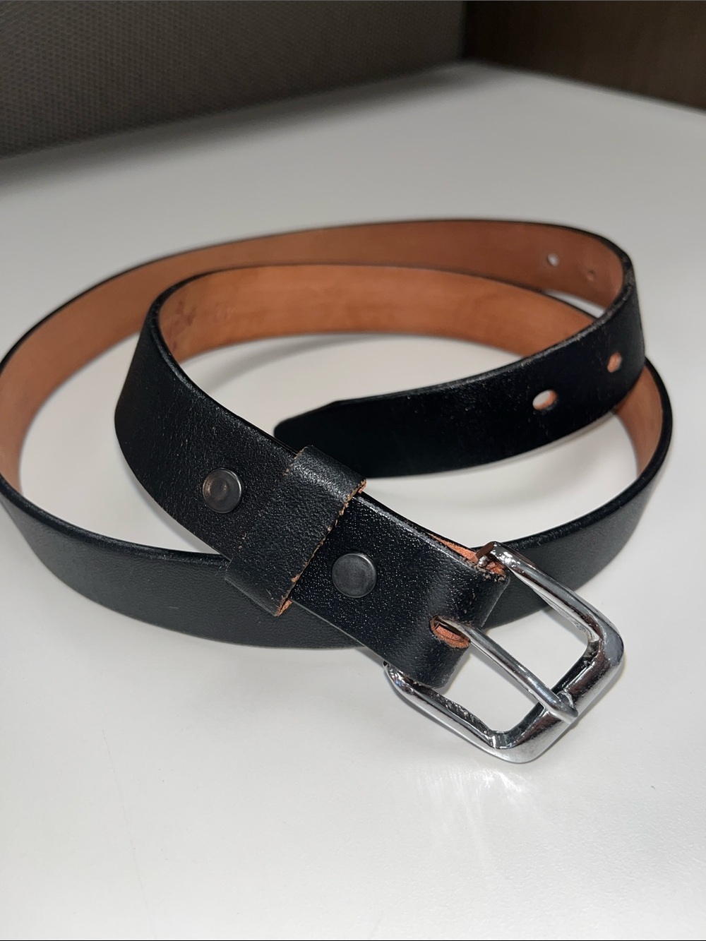 JR Belts Men's Black Leather Belt with Polished Silver Buckle 42” Inches